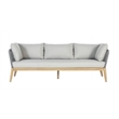 Pemberly Row Modern Teak Wood Sofa with Gray Color Rope Design