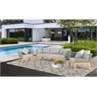 Pemberly Row Modern Teak Wood Sofa with Gray Color Rope Design