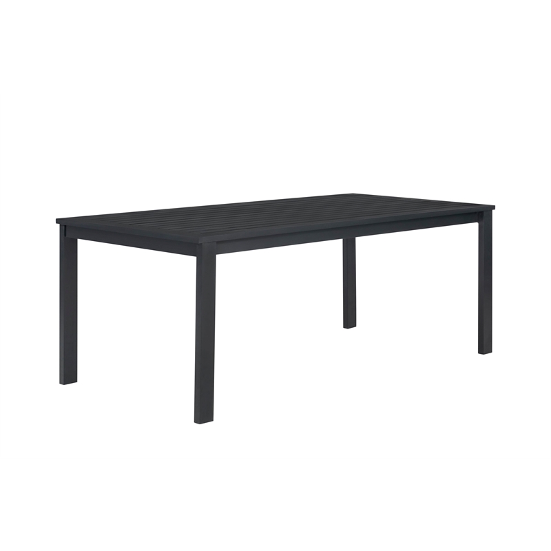 Pemberly Row Outdoor Aluminum Dining Table and 6 Chairs Set - Black