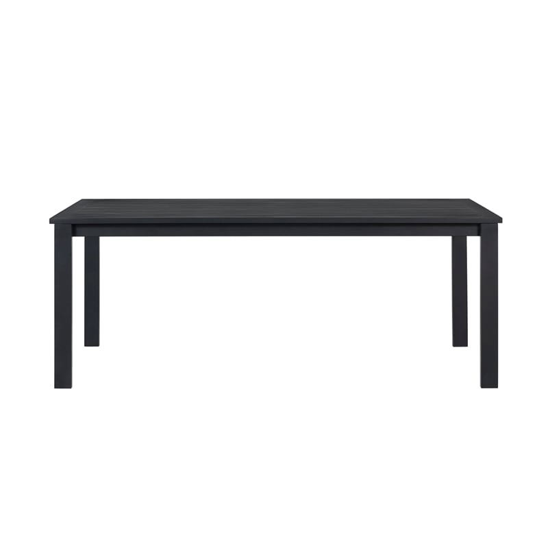 Pemberly Row Outdoor Aluminum Dining Table and 6 Chairs Set - Black
