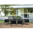 Pemberly Row Outdoor Aluminum Dining Table and 6 Chairs Set - Black