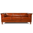 Pemberly Row Mission / Craftsman Cubic Slat Side Sofa - Russet Brown Leather