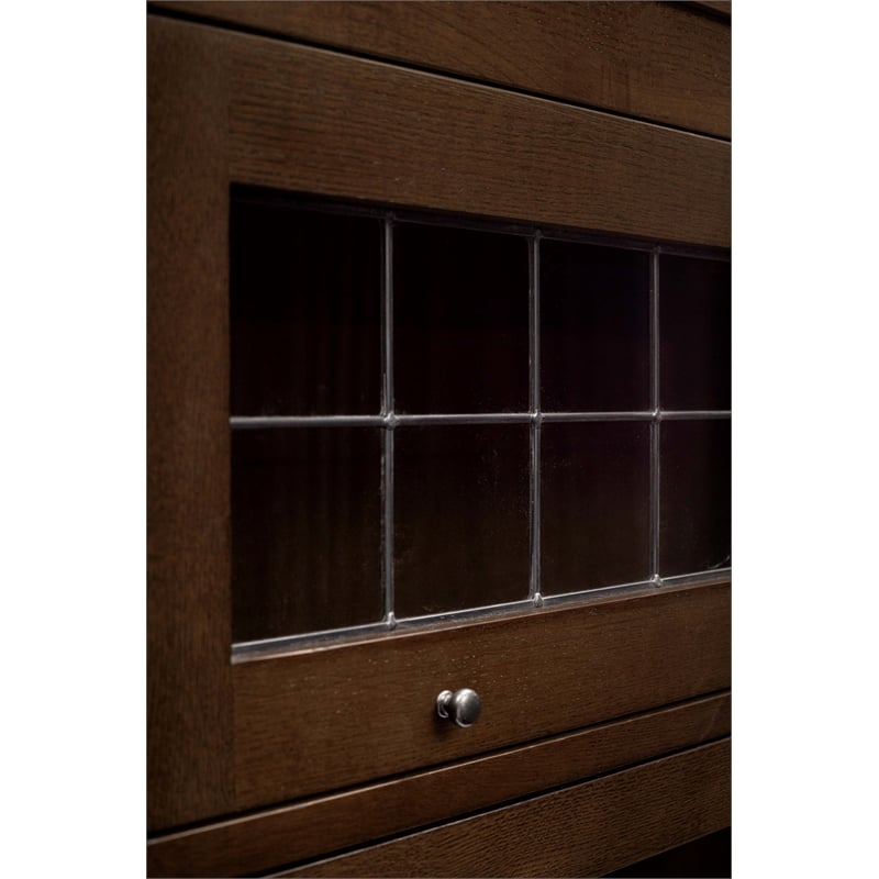 Pemberly Row Mission Craftsman Oak Barrister Bookcase - 5 Stack - Walnut