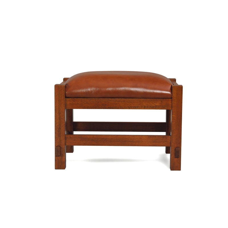 Pemberly Row Mission Spindle Stool - Quarter Sawn Oak & Leather