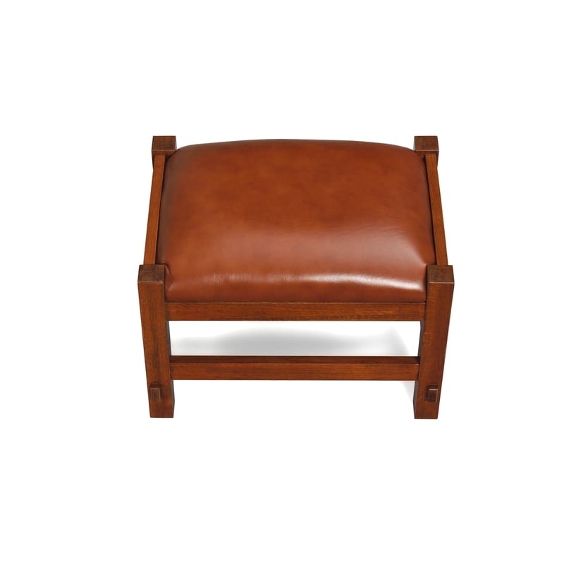 Pemberly Row Mission Spindle Stool - Quarter Sawn Oak & Leather