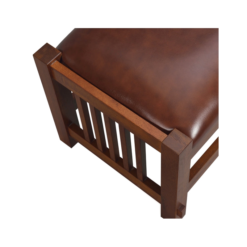 Pemberly Row Mission Spindle Stool - Quarter Sawn Oak & Leather