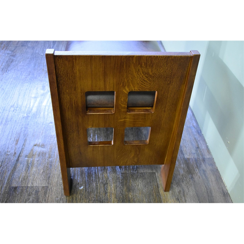 Pemberly Row Contemporary Mission Oak and Leather Foot Stool