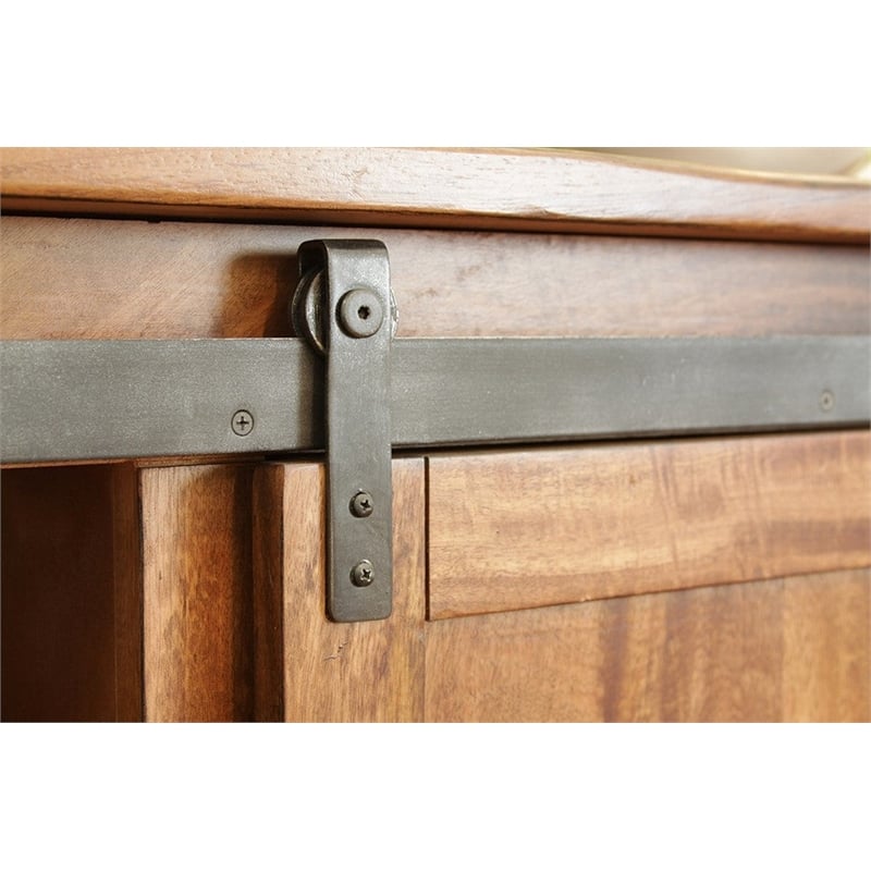 Pemberly Row Contemporary Solid Parota Wood Sliding Door TV Stand - 70