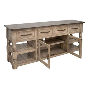 Pemberly Row Contemporary Solid Wood Brown TV Stand - 78.75&quot