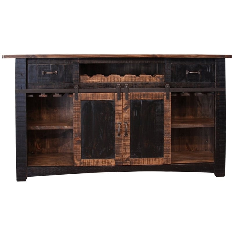 Pemberly Row Contemporary Bar Counter - Distressed Black - 76