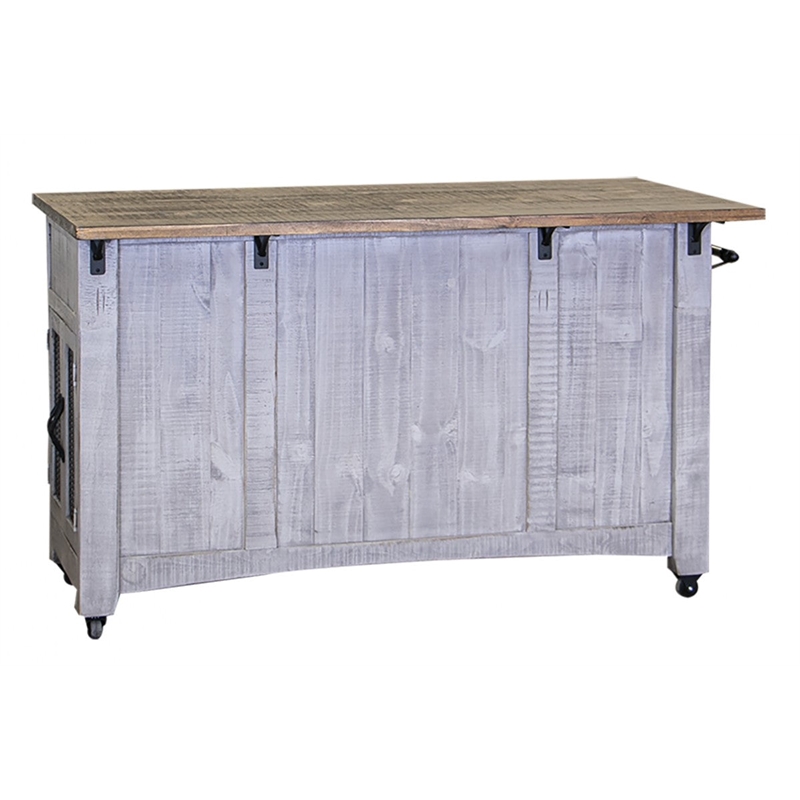 Pemberly Row Contemporary Kitchen Island - Distressed Gray Finish