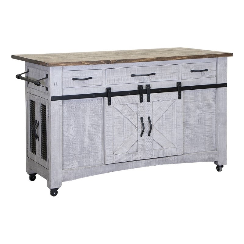 Pemberly Row Contemporary Kitchen Island - Distressed Gray Finish