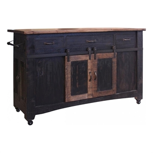 Pemberly Row Contemporary Kitchen Island in Distressed Black