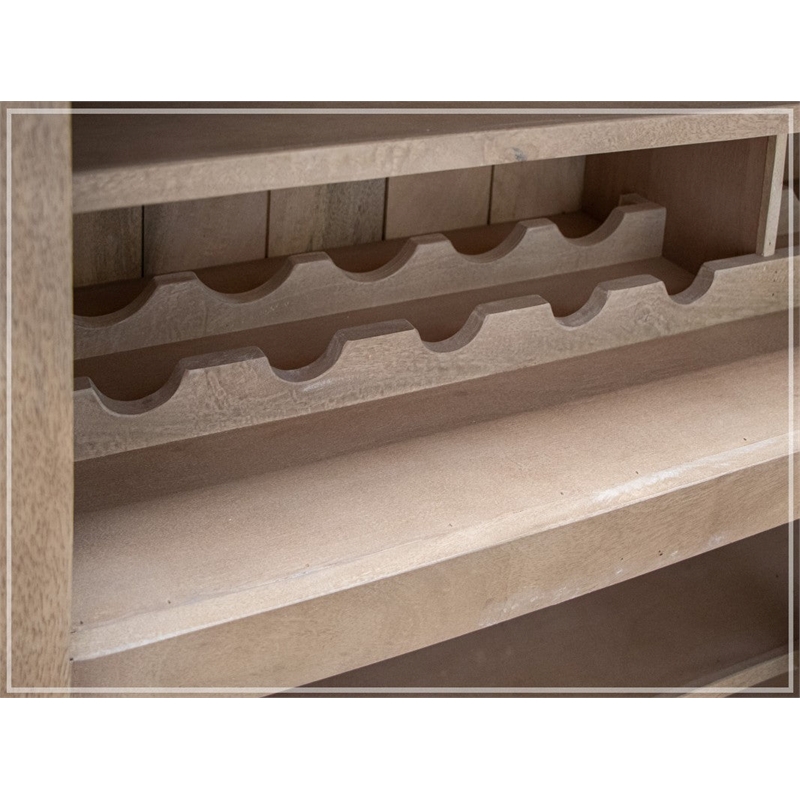 Pemberly Row Natural Parota Solid Wood Bar with Wine Rack - 63