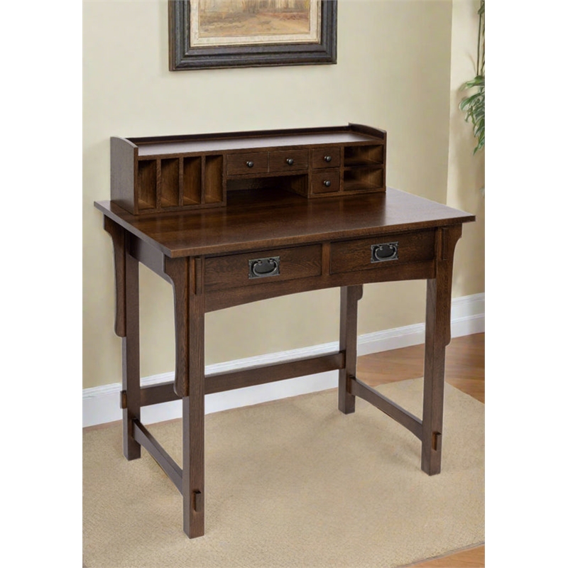 Pemberly Row Mission Style Library Table with Removable Organizer