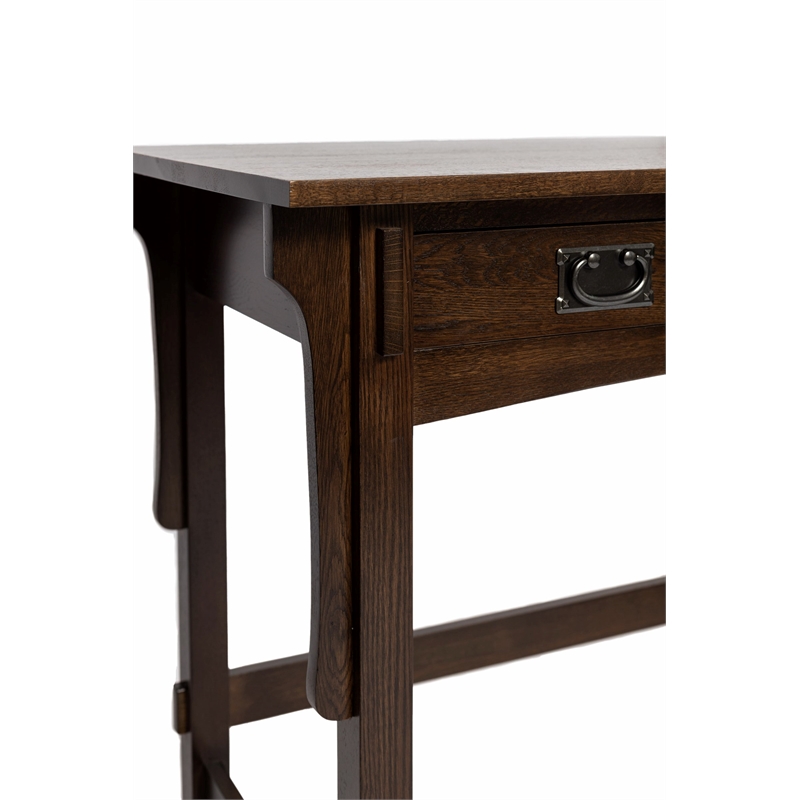Pemberly Row Mission Quarter Sawn Oak Writing Desk in Walnut
