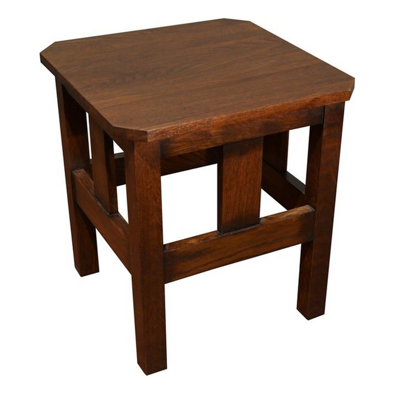 Pemberly Row Contemporary Mission Oak Slat End Table in Walnut