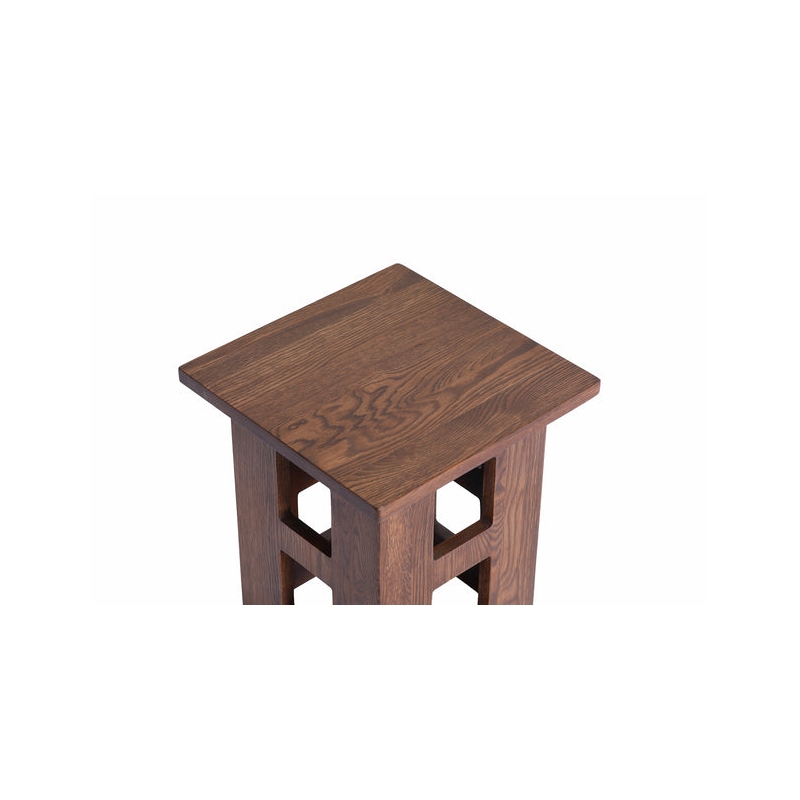 Pemberly Row Mission Solid Oak Square End Table with Cut Outs - Walnut