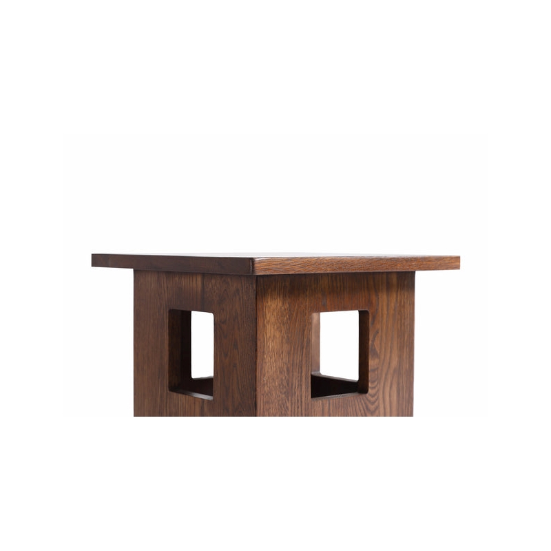 Pemberly Row Mission Solid Oak Square End Table with Cut Outs - Walnut