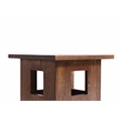 Pemberly Row Mission Solid Oak Square End Table with Cut Outs - Walnut
