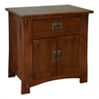 Pemberly Row Contemporary Mission Solid Oak Nightstand - Walnut