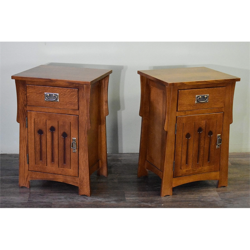 Pemberly Row Mission Solid Quarter Sawn Oak Keyhole Nightstand