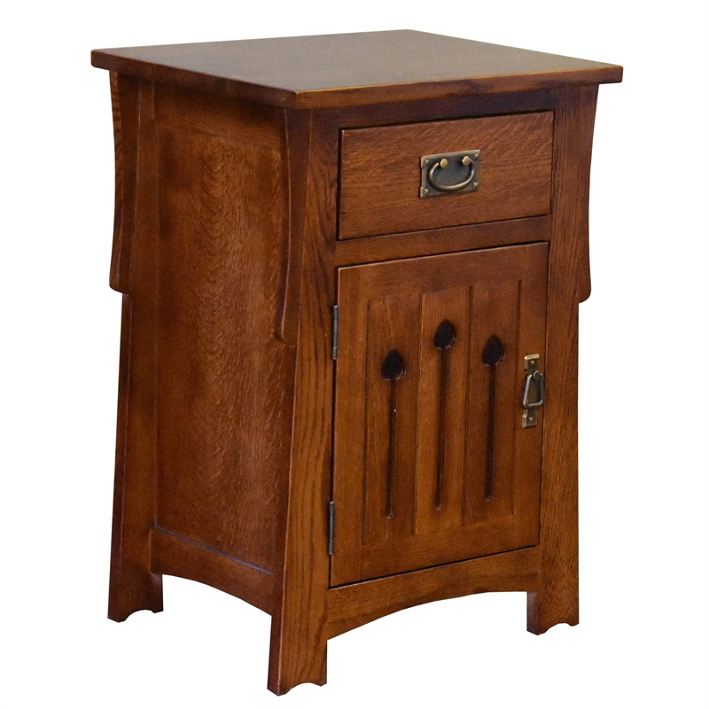 Pemberly Row Mission Solid Quarter Sawn Oak Keyhole Nightstand