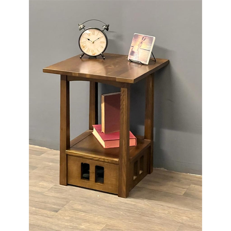 Pemberly Row Modern Arts and Crafts / Mission Taboret End Table