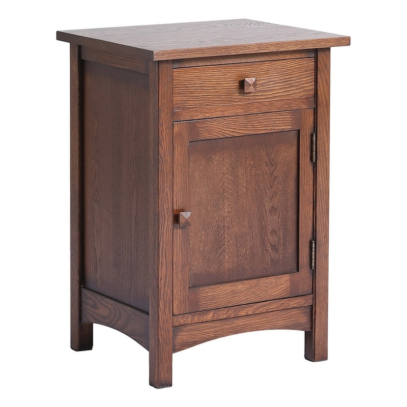 Pemberly Row Mission 1-Door 1-Drawer Nightstand - Walnut Stain