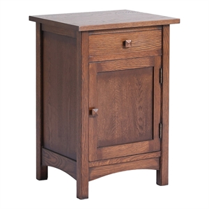Pemberly Row Mission 1-Door 1-Drawer Nightstand - Walnut Stain