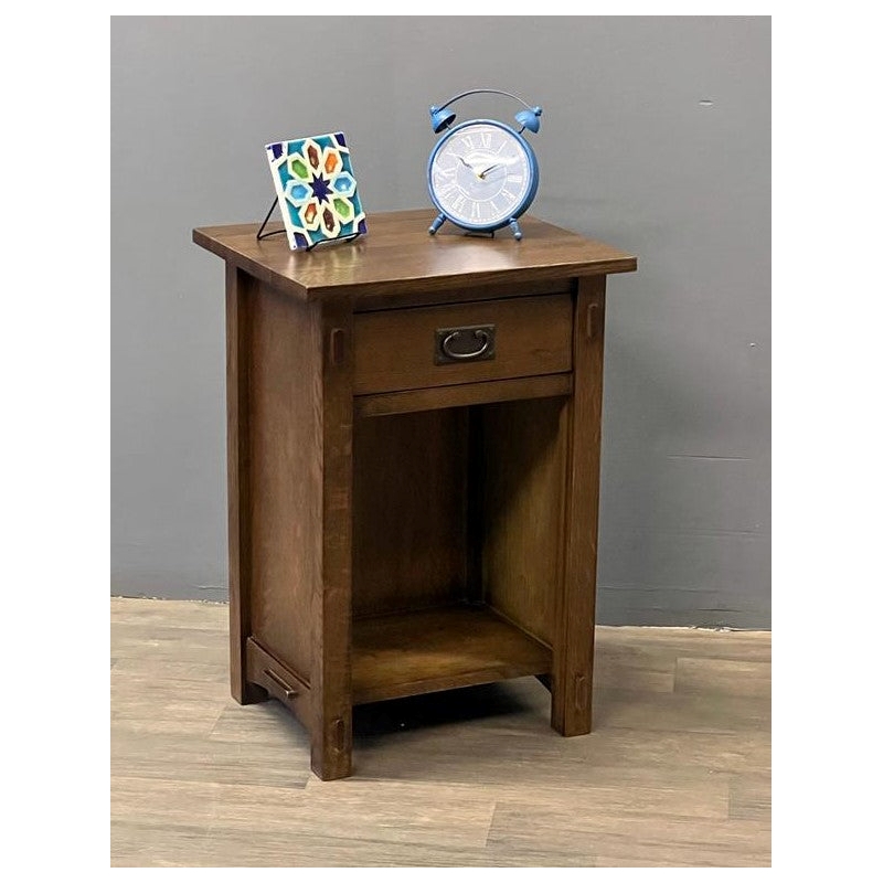 Pemberly Row Mission Solid Quarter Sawn Oak 1 Drawer End Table