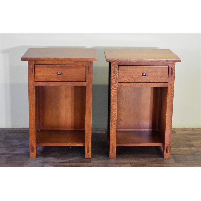 Pemberly Row Mission Solid Quarter Sawn Oak 1 Drawer End Table