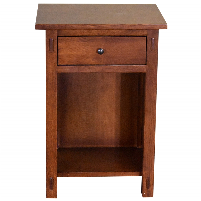 Pemberly Row Mission Solid Quarter Sawn Oak 1 Drawer End Table