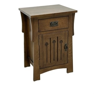 Pemberly Row Mission Solid Quarter Sawn Oak Keyhole Nightstand - Walnut