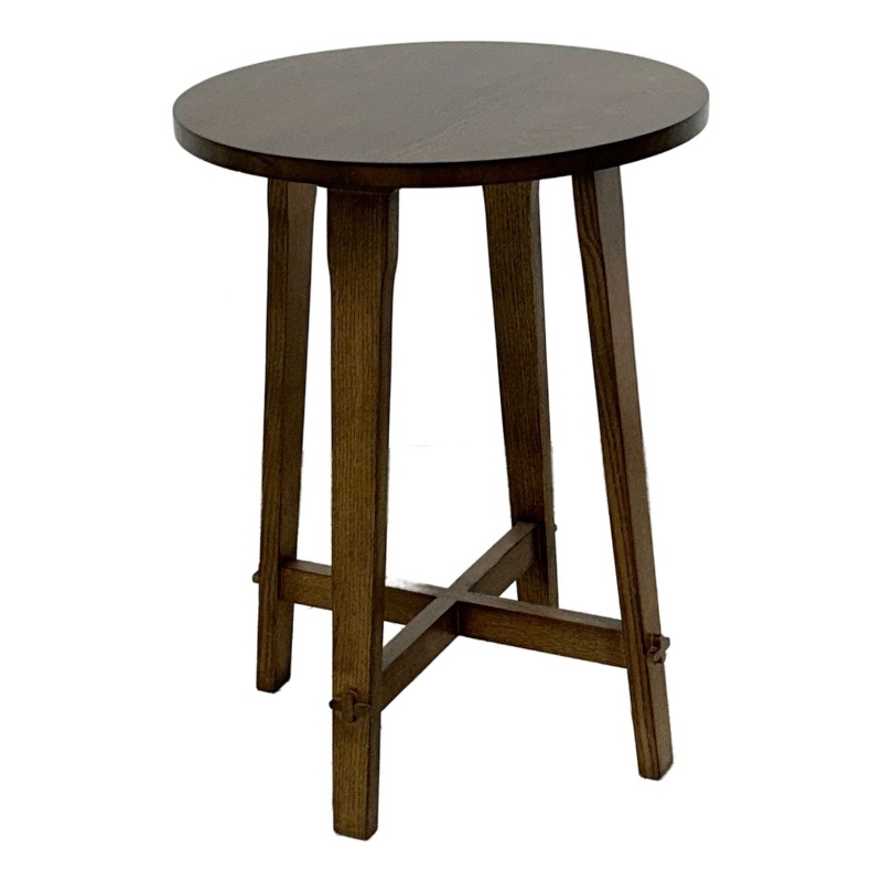 Pemberly Row Arts and Crafts / Mission Style Taboret End Table - Walnut