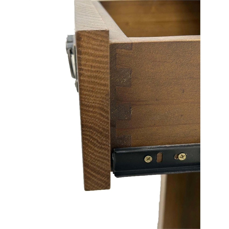 Pemberly Row Mission Solid Quarter Sawn Oak 1 Drawer End Table - Walnut