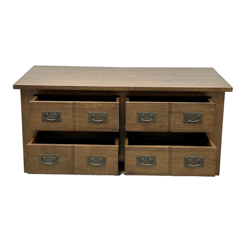 Pemberly Row Contemporary Mission 8-Drawer Coffee Table - Walnut