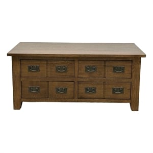 Pemberly Row Contemporary Mission 8-Drawer Coffee Table - Walnut