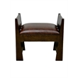 Pemberly Row Contemporary Mission Oak and Leather Foot Stool