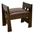 Pemberly Row Contemporary Mission Oak and Leather Foot Stool