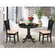 Pemberly Row Antique 3-piece Dining Set with Linen Fabric Seat in Black