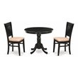Pemberly Row Antique 3-piece Dining Set with Linen Fabric Seat in Black