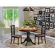 Pemberly Row Antique 3-piece Dining Set with Leather Seat in Black/Cherry