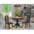 Pemberly Row Antique 3-piece Dining Set with Wood Seat in Black & Cherry