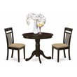 Pemberly Row Antique 3-piece Dining Set with Fabric Seat in Cappuccino