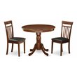 Pemberly Row Antique 3-piece Dining Set with Leather Seat in Mahogany