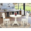 Pemberly Row Antique 3-piece Dining Set with Linen Fabric Seat in White