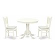 Pemberly Row Antique 3-piece Dining Set with Linen Fabric Seat in White