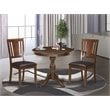 Pemberly Row Antique 3-piece Dining Set with Leather Seat in Mahogany