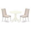 Pemberly Row 3-piece Dining Set with Fabric Seat in Linen White
